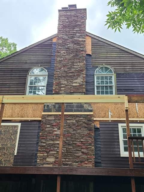 Stone chimney with Dutch Quality Torino Stack Ledge