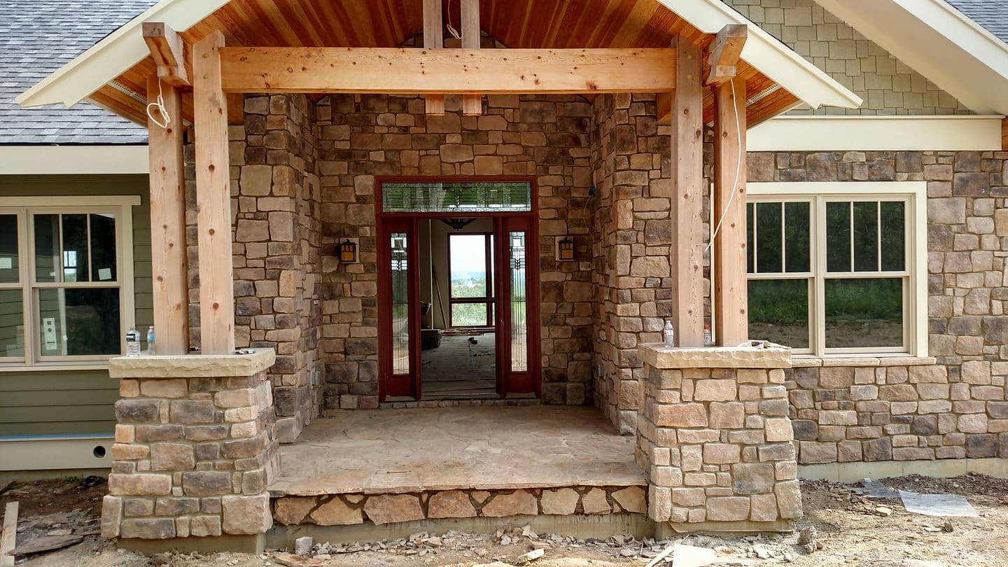 Custom stonework fireplace